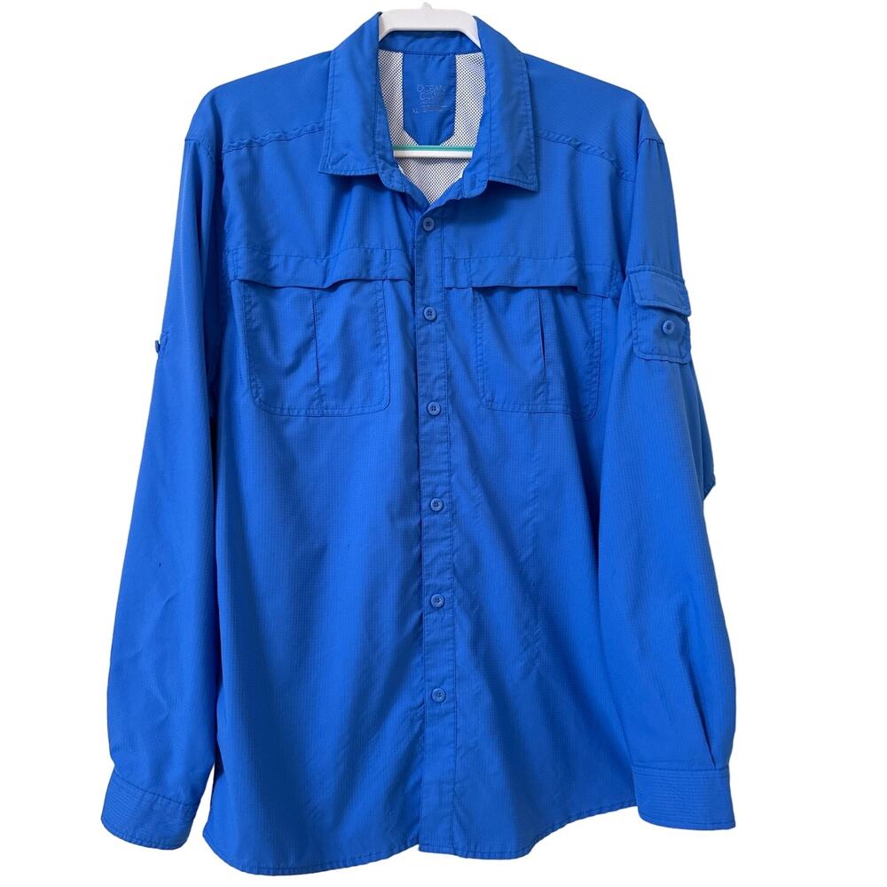 Ocean Coast Classic Fit XL Fishing Shirt Adjustable Long Sleeves Vented, Pockets